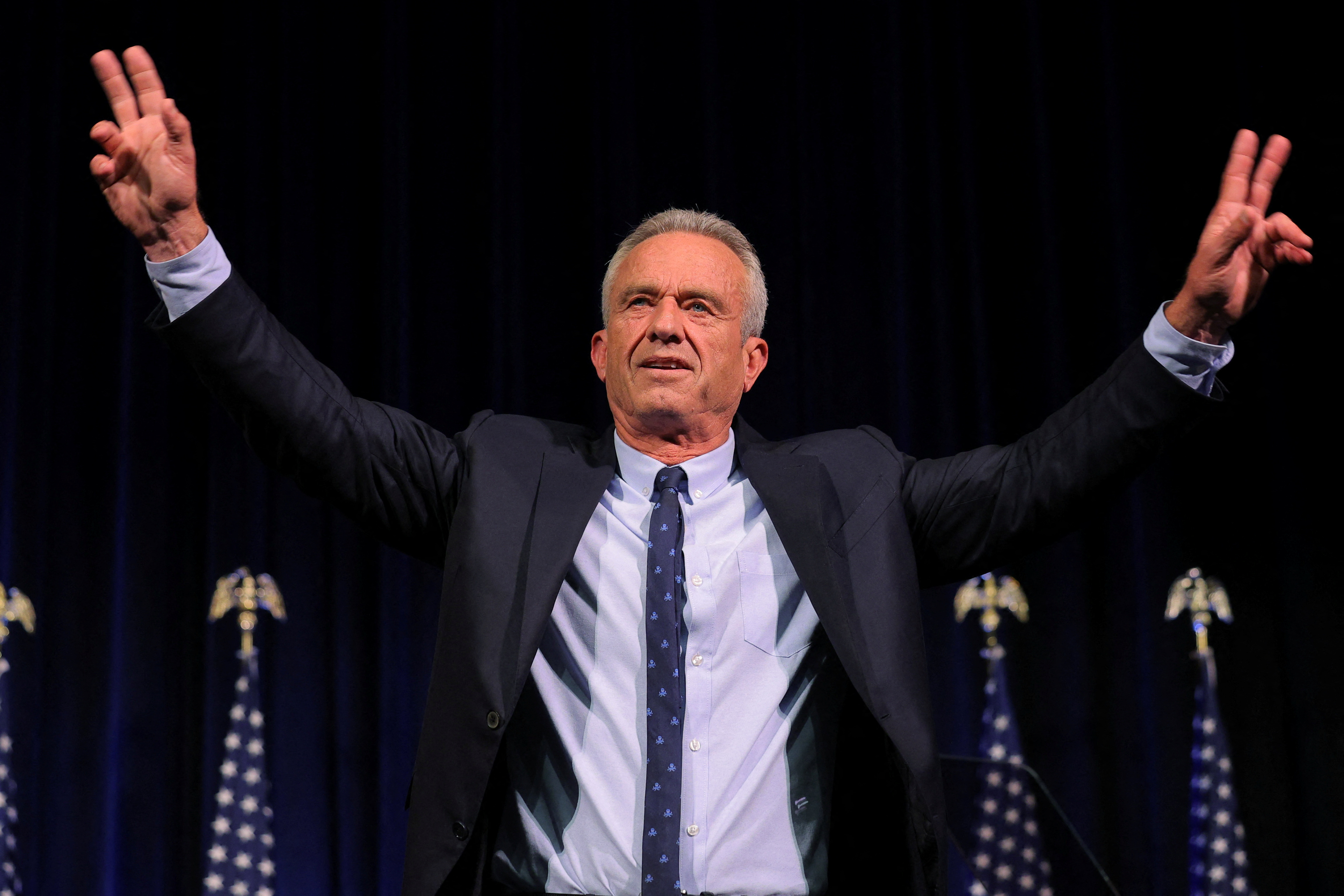 Democratic presidential candidate Robert F. Kennedy Jr. speaks at St. Anselm College in Manchester