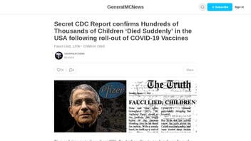 Fact Check: NO 'Secret CDC Report' Shows Hundreds Of Thousands Of Children 'Died Suddenly' Following Rollout Of COVID-19 Vaccines | Lead Stories