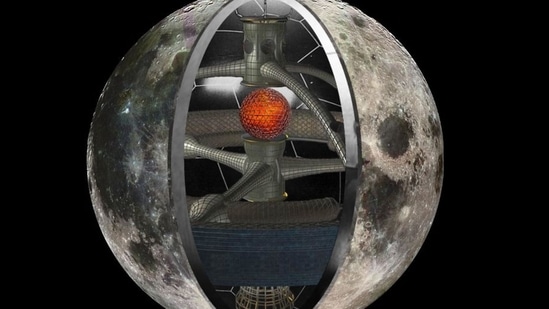 Speculative cutaway model of a Spaceship Moon (Wikimedia Commons)