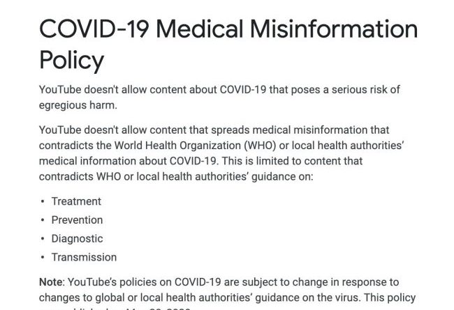 Inside YouTube’s new “Medical Misinformation Policy”