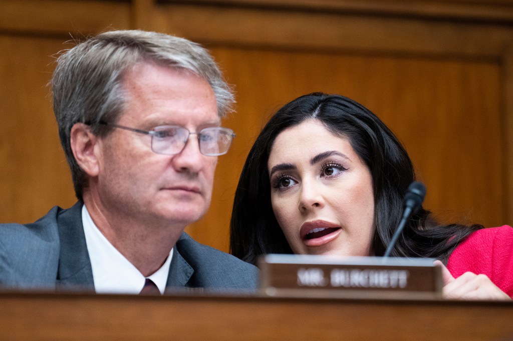 UNITED STATES - JULY 26: Reps. Tim Burchett, R-Tenn., and Anna Paulina Luna, R-Fla., attend the House Oversight and Accountability Subcommittee on National Security, the Border, and Foreign Affairs hearing titled "Unidentified Anomalous Phenomena: Implications on National Security, Public Safety, and Government Transparency," in Rayburn Building on Wednesday, July 26, 2023. (Tom Williams/CQ Roll Call via AP Images)