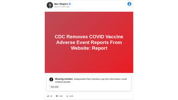 Fact Check: CDC Did NOT Remove COVID Vaccine Adverse Event Reports From Its Website | Lead Stories