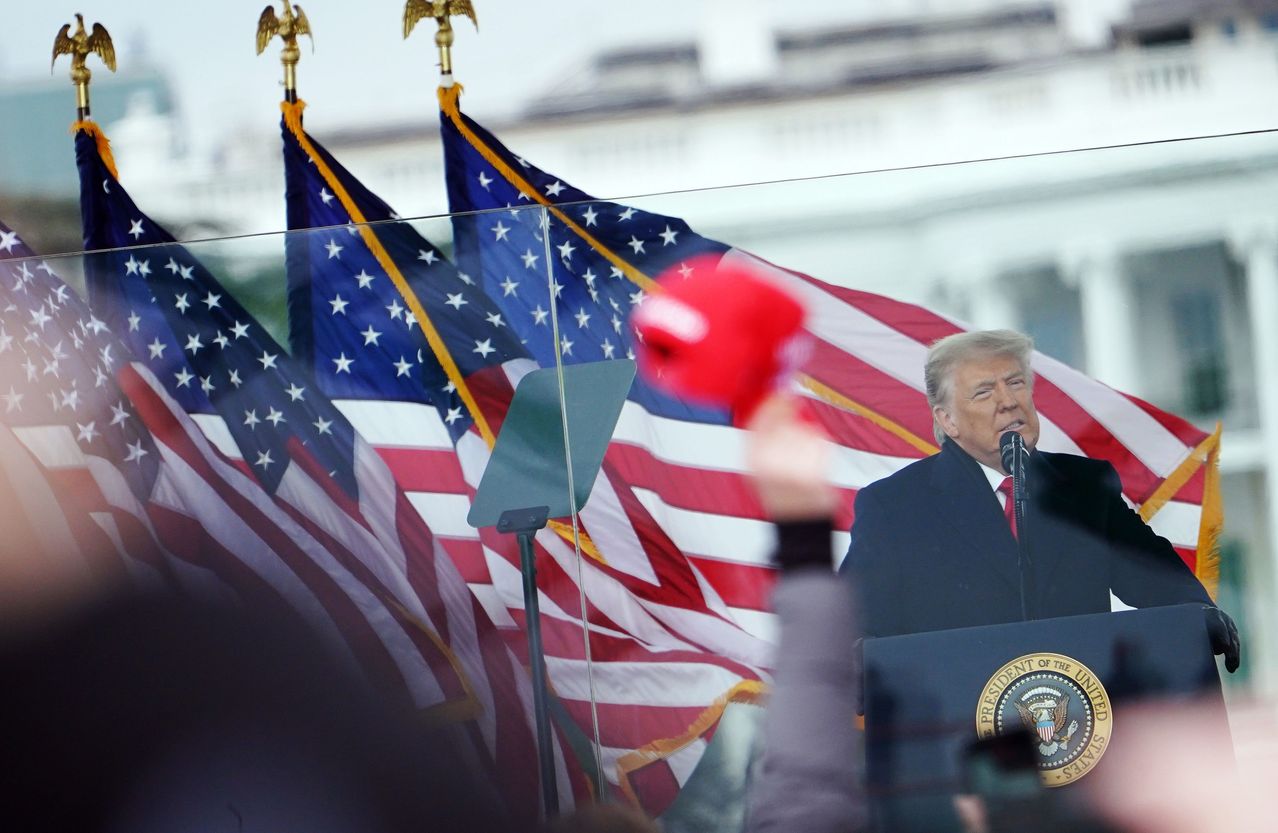 Donald Trump addressing supporters from the Ellipse near the White House on Jan. 6, 2021.