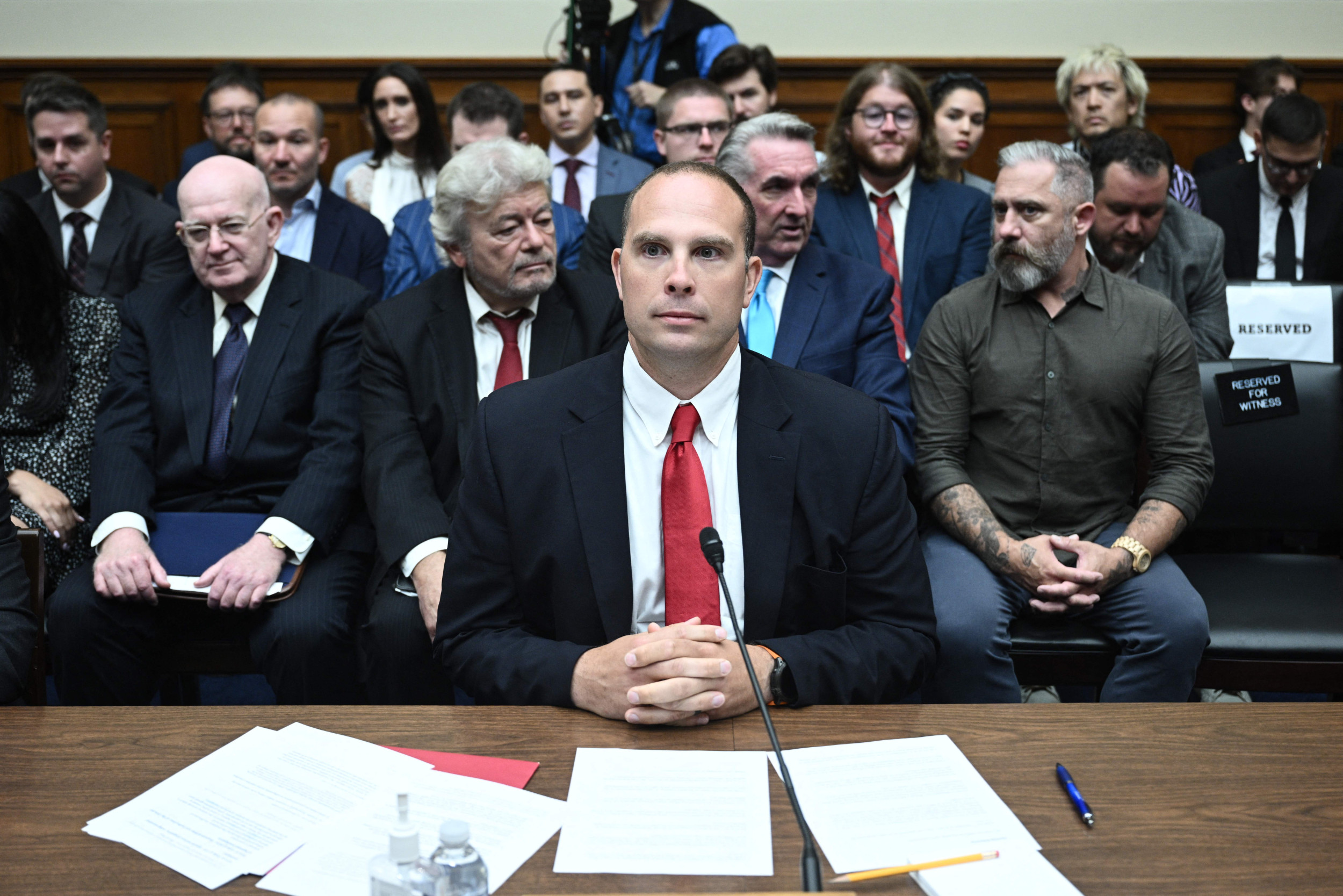 David Grusch pictured at House committee session