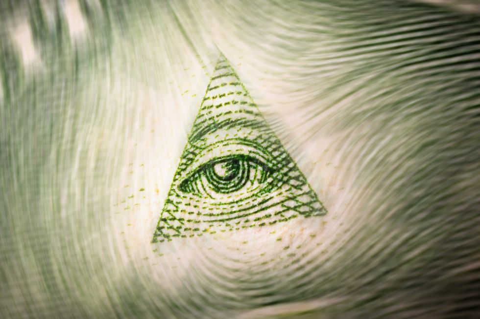 one dollar banknote eye of providence close up