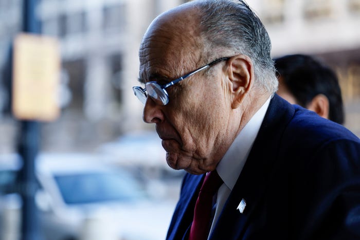 A side profile photo of Rudy Giuliani