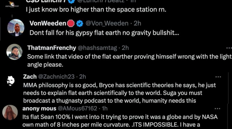 Sean O'Malley the latest member of the Flat Earth Society? A high 'Sugar' tweets at Bryce Mitchell