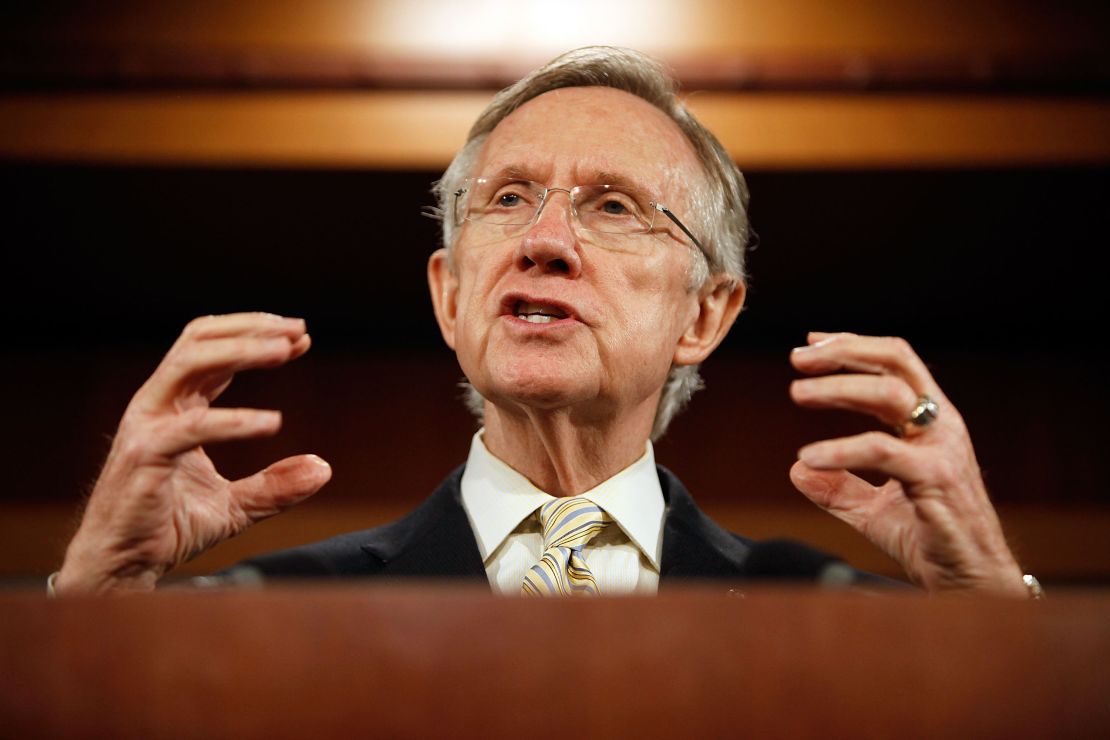 WASHINGTON - OCTOBER 26:  Senate Majority Leader Sen. Harry Reid (D-NV) holds a news conference to announce the inclusion of the "public option" in the Senate's version of the health care reform legislation October 26, 2009 in Washington, DC. Reid said that states would be able to opt out of the public option until 2014.  (Photo by Chip Somodevilla/Getty Images)