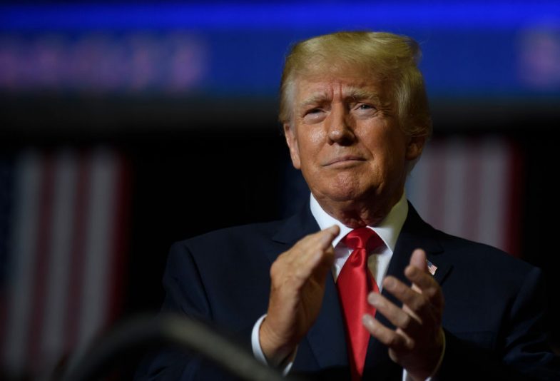 YOUNGSTOWN, OH - SEPTEMBER 17: Former President Donald Trump speaks at a Save America Rally to support Republican candidates running for state and federal offices in the state at the Covelli Centre on September 17, 2022 in Youngstown, Ohio. Republican Senate Candidate JD Vance and Rep. Jim Jordan (R-OH) spoke to supporters along with former President Trump.(Photo by Jeff Swensen/Getty Images)