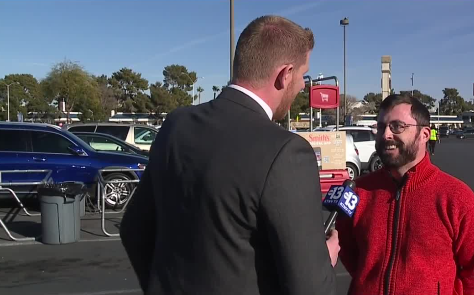 KTNV's Ryan Ketcham with Las Vegas resident of 20 years and voter David France