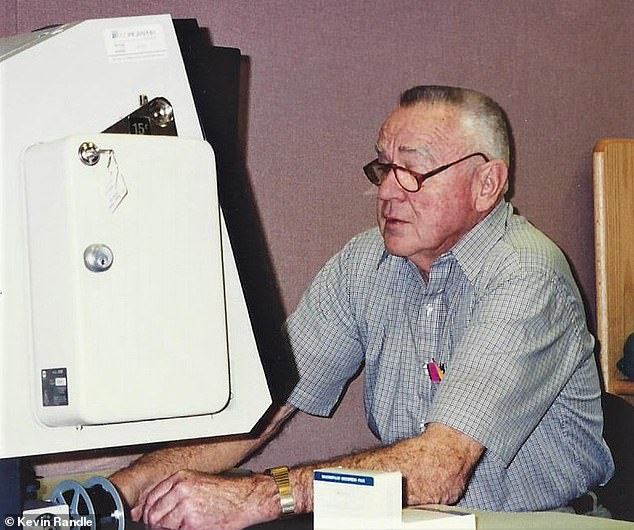 To advance their Mogul theory in 1994, the Air Force relied on the memories of the late Dr. Crary's living subordinate, then a retired professor of atmospheric physics, Prof. Charles Moore. Above, Prof. Moore looks at 1947 wind data given to him by retired Lt. Col. Kevin Randle