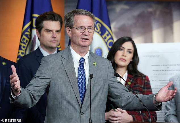 Representatives Matt Gaetz (left), Tim Burchett (center), and Anna Paulina Luna (right) recently traveled to Eglin Air Force Base in Florida, Representative Luna said. There, they received classified information about UFOs from a whistleblower