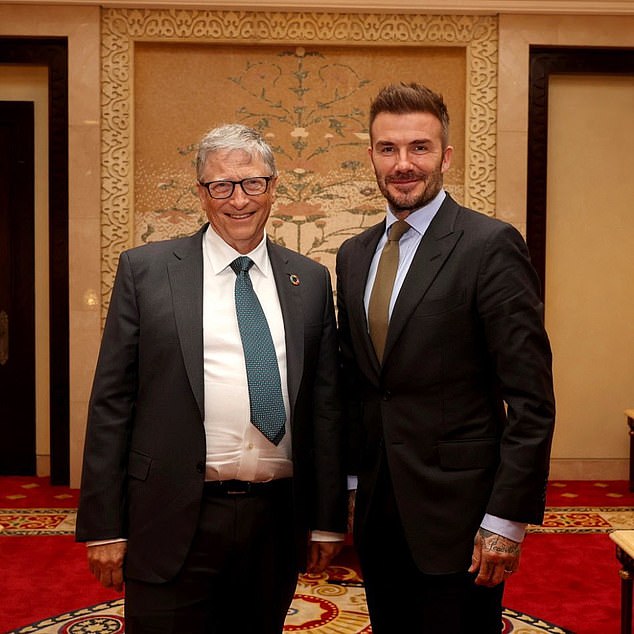 David Beckham (right) took a picture with Microsoft billionaire Bill Gates (left) in 2022