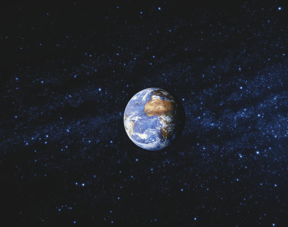Earth pictured in space.