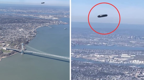 Flight passenger captures shocking photo of an alleged UFO over LaGuardia Airport(X, formerly Twitter/ Michelle Reyes)
