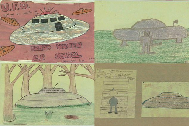 Eerie drawings of UFOs created in 1977 by pupils from Broad Haven Primary in Wales