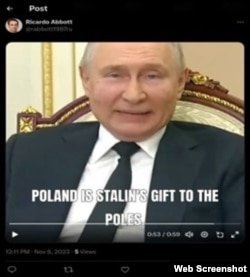 A purported Minneapolis resident posted a video of President Putin claiming certain areas of Poland, Ukraine, and Lithuania were "gifts" from Russian forces that liberated them from Nazis in WWII.