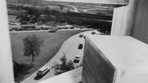 Getty Images The view from the sixth floor of the Book Depository, taken one hour after the assassination