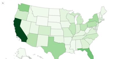 Map shows states with the most UFO sightings