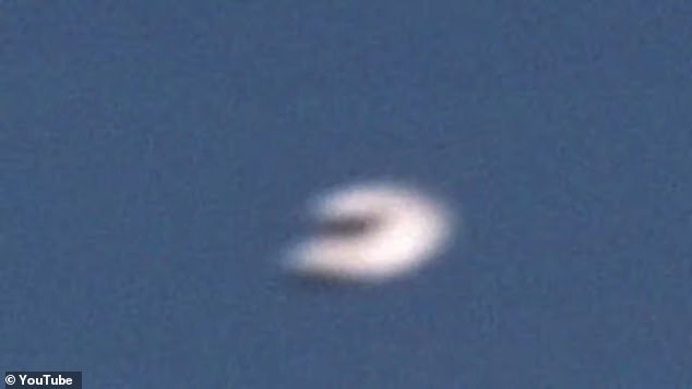 This is photo of a supposed UFO that some on social media believe looks similar to the horseshoe-shaped craft shot down in Yukon territory. This photo comes from an alleged UFO sighting video that's 12 years old