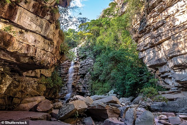 Above, 'Mosquito Waterfall,' one of many waterfalls like the 'La cascada de la purificación' from Meireles' UFO encounter, visited by tourists of Brazil's Chapada Diamantina National Park