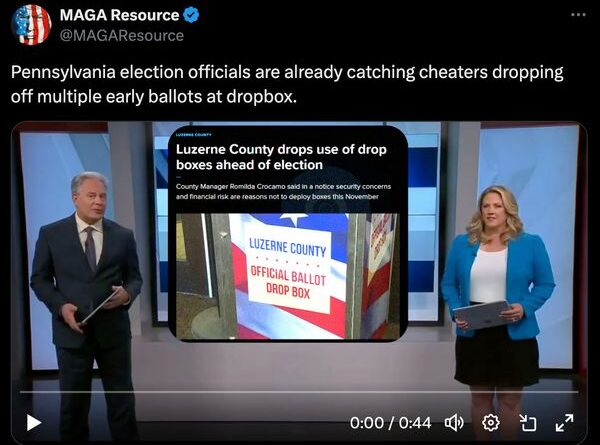 Video Reporting Pennsylvania Woman Put 4 Mail-in Ballots in Drop Box Is From 2022, Not 2024