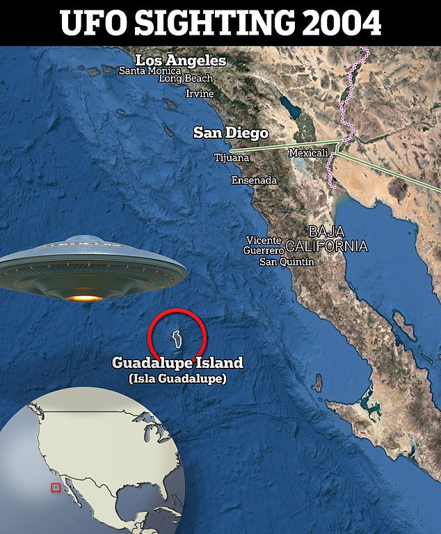 The 'Tic-Tac' UFOs disappeared from sight about 60 miles north of Guadalupe Island off the coast of Mexico, according to witnesses who spoke with DailyMail.com