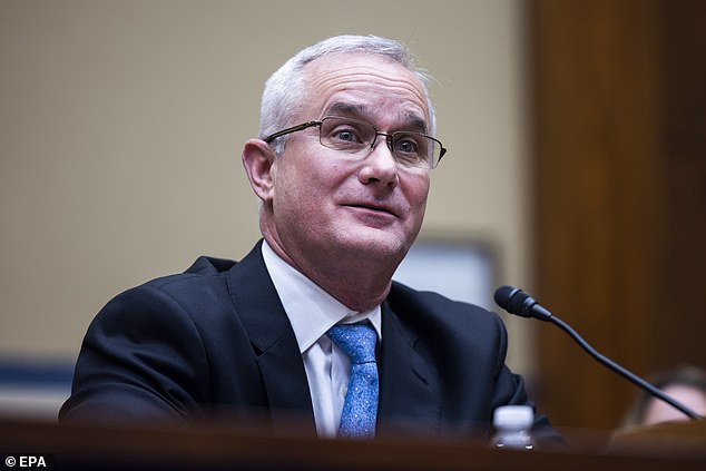 Retired Navy Commander David Fravor testifies before a House Oversight and Accountability Committee hearing about UFOs in the Rayburn House Office Building in Washington, DC in 2023