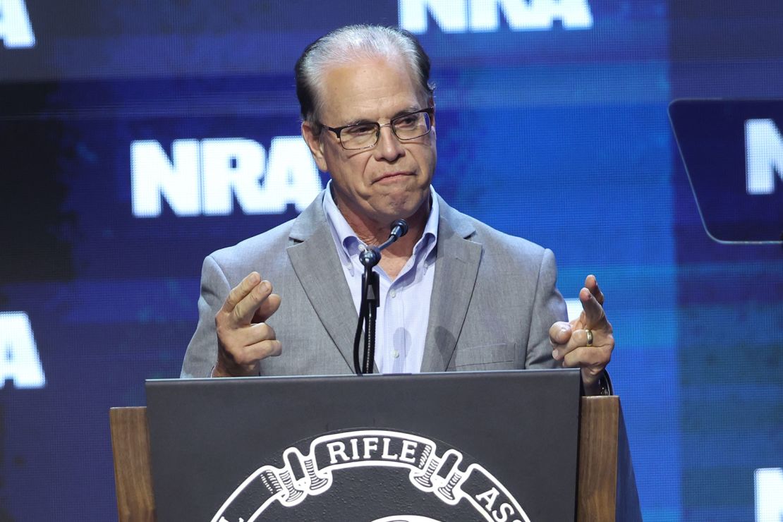 Senator Mike Braun (R-IN) speaks to guests at the 2023 NRA-ILA Leadership Forum on April 14, 2023 in Indianapolis, Indiana. (Photo by Scott Olson/Getty Images)