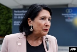 FILE - Georgian President Salome Zourabichvili is pictured prior to a peace summit on Ukraine, near Lucerne, Switzerland, June 15, 2024.