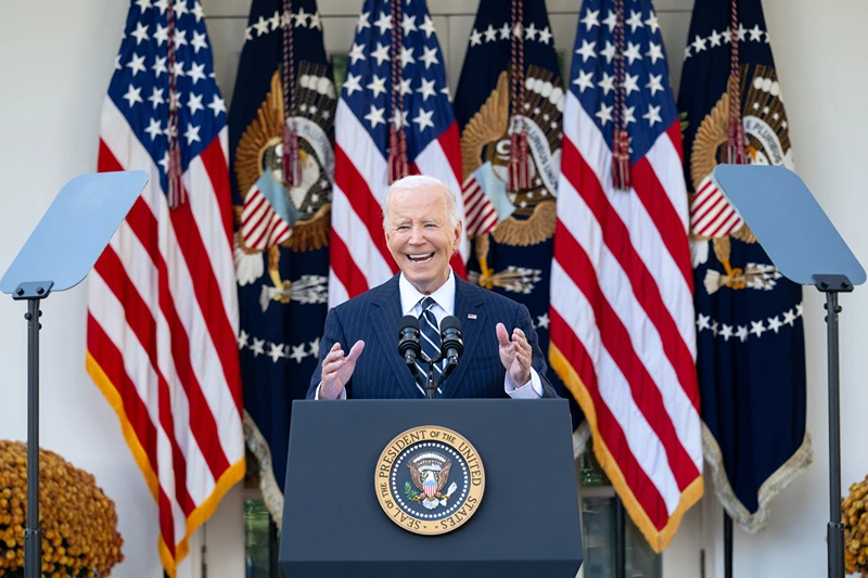 US President Joe Biden addresses the nation from the Rose Garden of the White House in Washington, DC, November 7, 2024, after Donald Trump won the presidential election. Biden urged Americans Thursday to lower the political temperature after Donald Trump's sweeping election win, saying he would ensure a "peaceful and orderly" transition to the Republican. (Photo by SAUL LOEB / AFP) (Photo by SAUL LOEB/AFP via Getty Images)