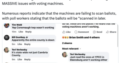 Cambria County, Pennsylvania, Extended Voting Hours Due to Technical Issues?