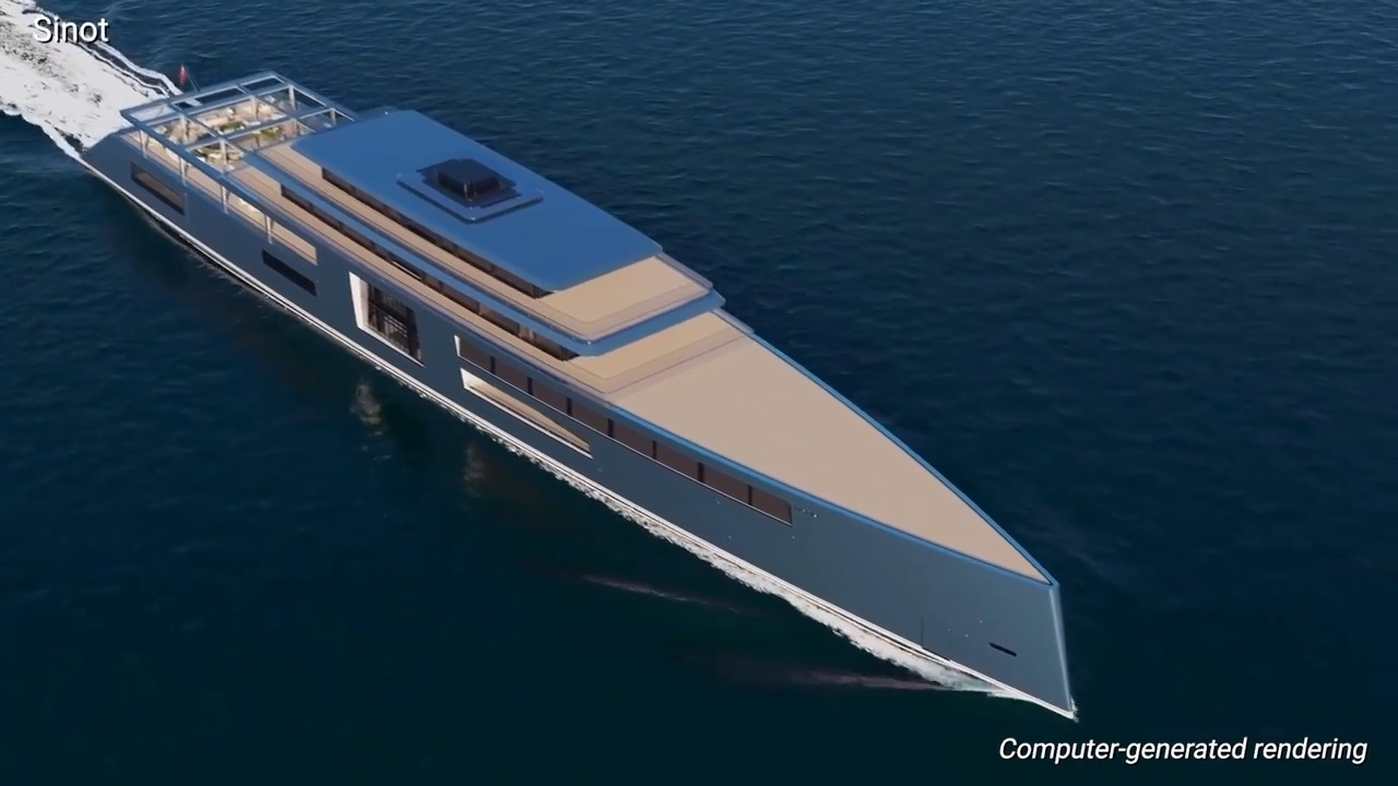 A 454-foot gigayacht with a glass-bottomed swimming pool and underwater lounge