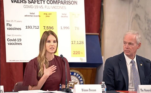 Ms Dressen is pictured above at a hearing where she explained her experience to officials