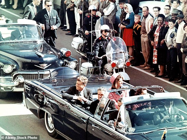 President John F Kennedy was gunned down in Dallas on November 22, 1963. This is his motorcade minutes before he was shot