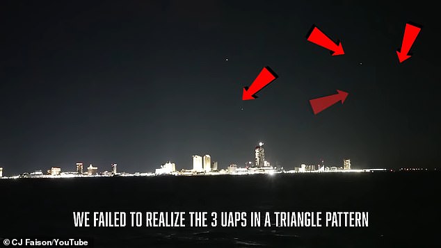 Looking back towards Atlantic City three drones could be seen hovering over the skyline