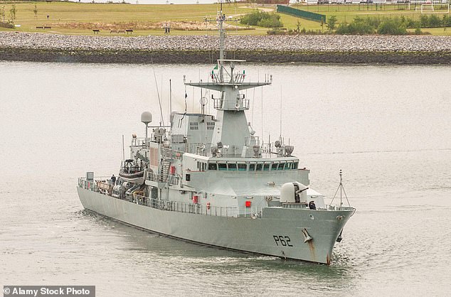 Irish Defence Forces' LÉ James Joyce (pictured in 2022 in the Cork harbour) stepped in to see off one of Vladimir Putin's spy vessels after it was caught brazenly loitering in the Irish Sea