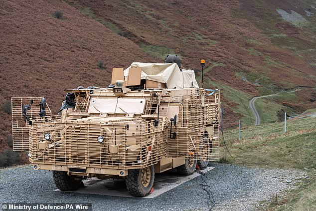 It can be mounted on the roof of a Wolfhound armoured vehicle (pictured)