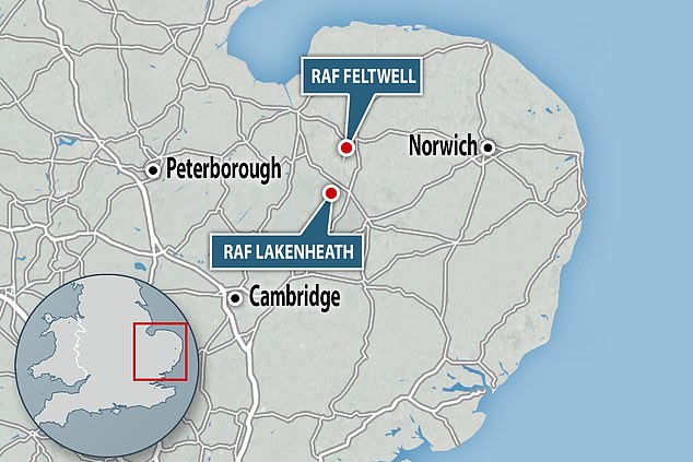 The village where the drones were spotted sits between two Air Force bases, RAF Feltwell and RAF Lakenheath