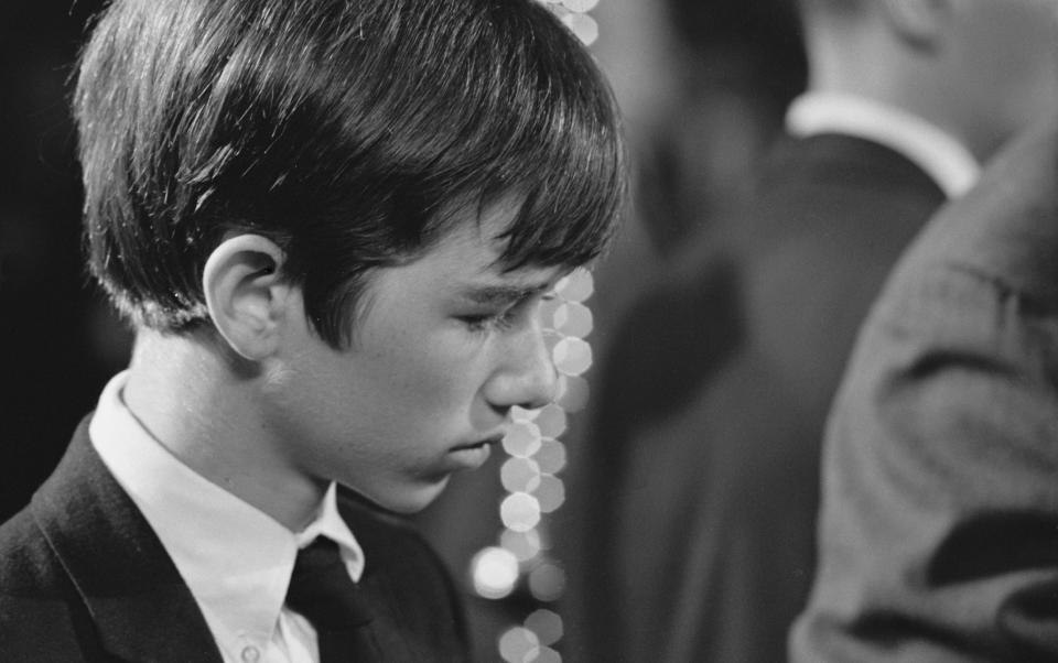 14-year-old Kennedy at his father's funeral at Saint Patrick's Cathedral in New York City, June 8 1968