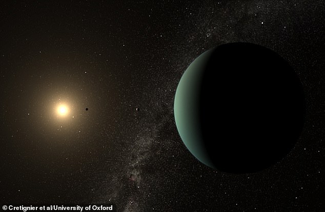 Pictured, an artist's impression of the new planet HD 20794 d orbiting its star. The planet is six times as massive as Earth and just 20 light-years away