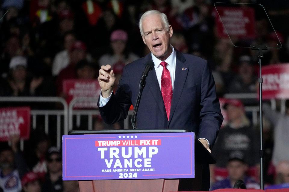 Wisconsin Sen.&nbsp;Ron Johnson, speaking at a Donald Trump political rally in Milwaukee, says he &quot;could not be happier&quot; about Trump's choice of Robert F. Kennedy Jr. for Health and Human Services secretary.