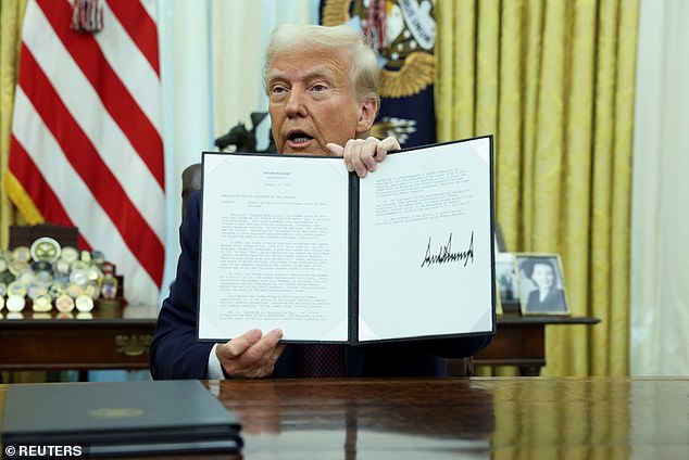 Donald Trump signing executive orders in the Oval Office of the White House on Thursday