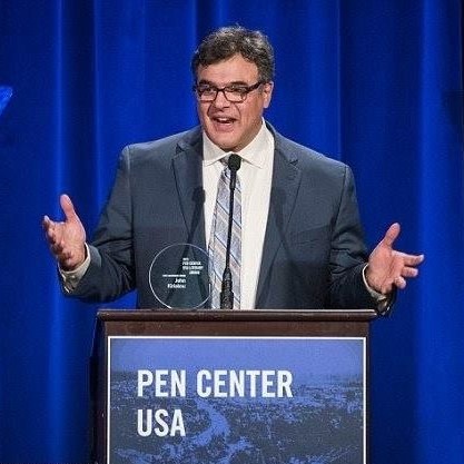 John Kiriakou speaking at a PEN Center USA event.