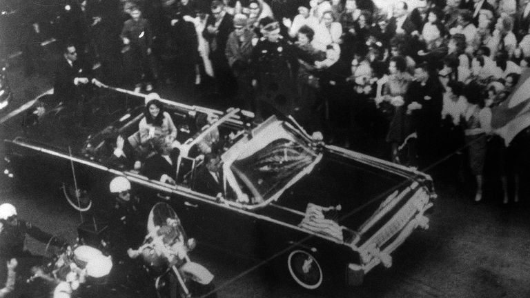 View of president Kennedy's car in the Dallas motorcade where he was killed. Pic: AP