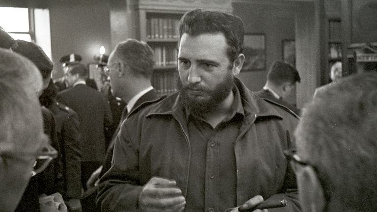 Fidel Castro speaks to reporters in Washington in 1959. Pic: Benjamin E. 'Gene' Forte/picture-alliance/dpa/AP Images